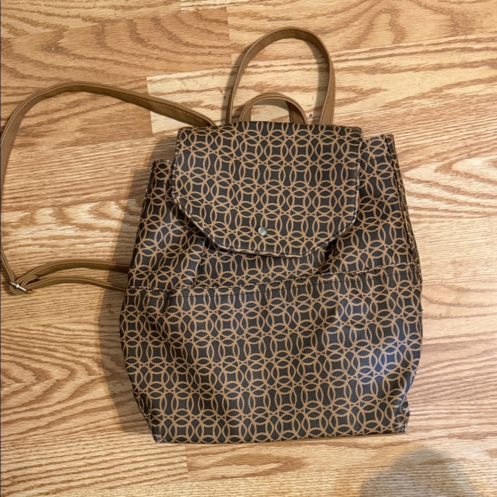Stylish Brown Patterned Backpack - image 1